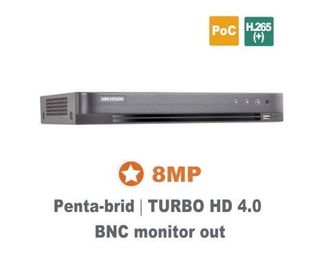 HIKVISION DS-7204HUHI-K1/P4 είσοδοι HDTVI οποιασδήποτε σειράς, με ανάλυση 8MP ως 720p συμβατικών καμερών, έως 8 IP