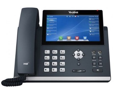 Yealink SIP-T48U  Διαθέτει έγχρωμη οθόνη αφής LCD 800x480 pixels, δύο Gigabit θύρες με ενσωματωμένο PoE και δύο θύρες USB 2.0.
