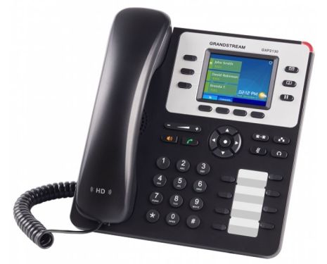 Grandstream GXP-2130  Διαθέτει έγχρωμη οθόνη LCD 320x240 pixels, Bluetooth και δύο Gigabit θύρες με ενσωματωμένο PoE.