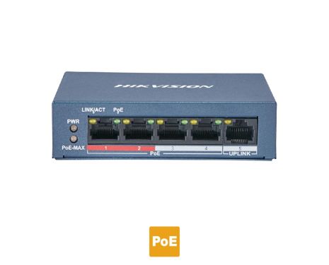 HIKVISION DS-3E0105P-E(B) Layer 2 unmanaged 5 port Switch, 4 x 100 PoE  30W