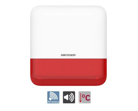 HIKVISION DS-PS1-E-WE(RED) Αυτόνομη ασύρματη πιεζοηλεκτρική σειρήνα εξωτερικού χώρου, για πίνακα AX PRO.