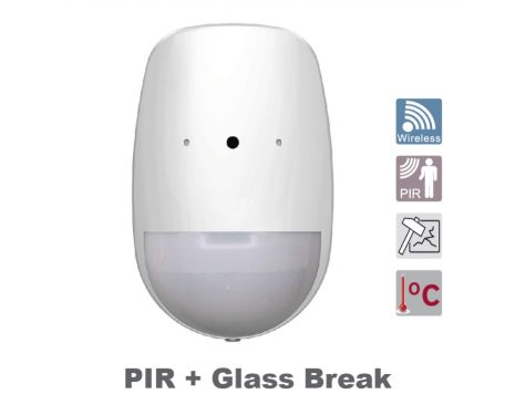 HIKVISION DS-PDPG12P-EG2-WE Ασύρµατος ανιχνευτής κίνησης υπερύθρων (PIR) και ανιχνευτής θραύσης τζαµιών,