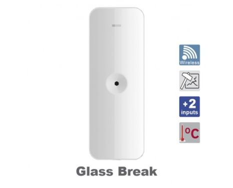 HIKVISION DS-PDBG8-EG2-WE σύρματος ανιχνευτής θραύσης τζαμιών και επέκταση 2 καλωδιακών εισόδων