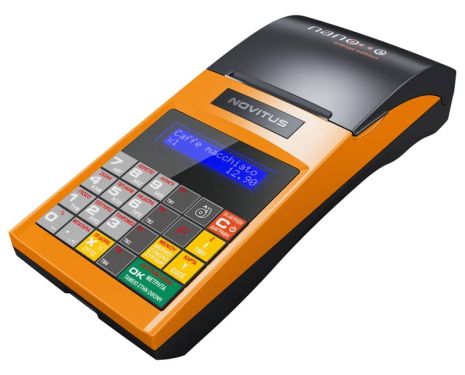 NOVITUS NANO Orange φορητή ταμειακή μηχανή με επαναφορτιζόμενη μπαταρία ιόντων λιθίου