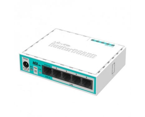 MIKROTIK hEX lite RB750r2 RouterBoard 5x Ethernet, Small plastic case, 850MHz CPU, 64MB RAM, Most affordable MPLS router, RouterOS L4