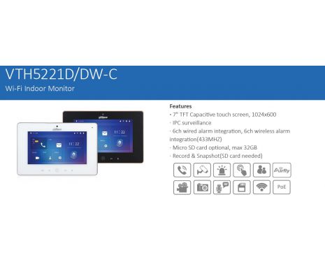VTH5221DW-S2  DAHUA WIFI IP    7 , MICRO SD 32GB,  